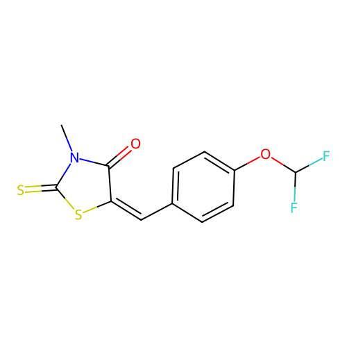(E)-5-(4-(difluoromethoxy)benzylidene)-3-methyl-2-thioxothiazolidin-4-one structure