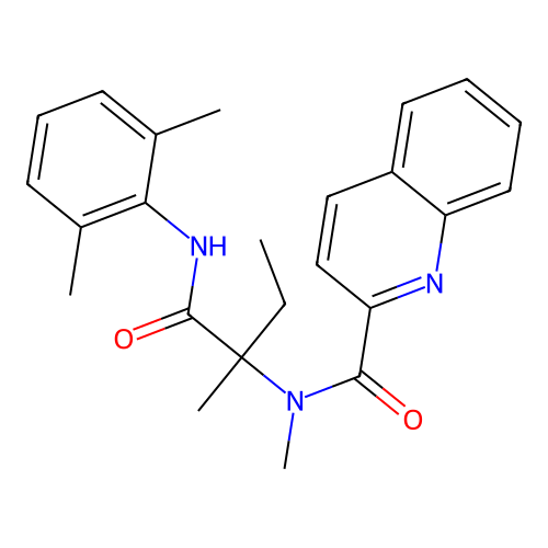 N-(2,6-dimethylphenyl)-2-methyl-2-(N-methyl-2-quinolylcarbonylamino)butanamide structure