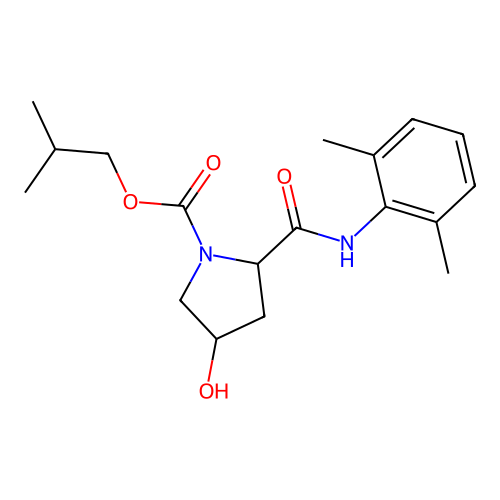 2-methylpropyl 2-[(2,6-dimethylphenyl)carbamoyl]-4-hydroxypyrrolidine-1-carboxylate structure