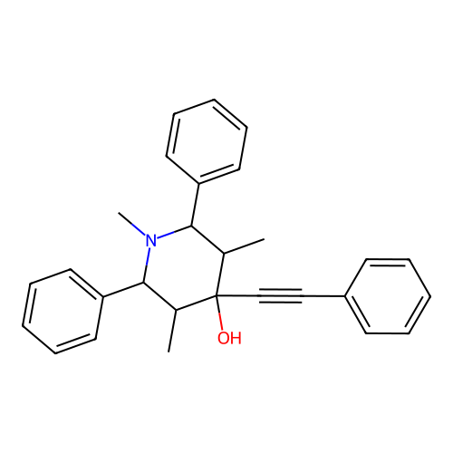 1,3,5-Trimethyl-2,6-diphenyl-4-(2-phenylethynyl)piperidin-4-ol structure