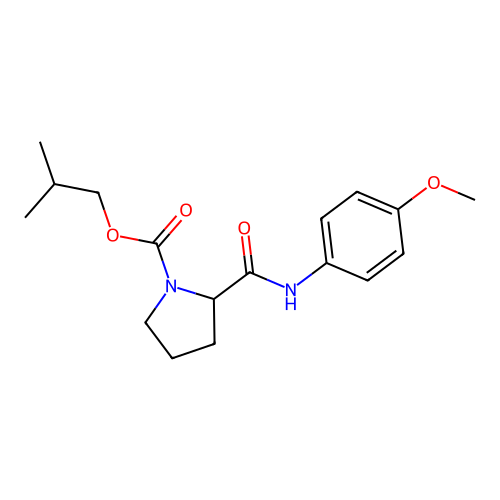 Isobutyl 2-((4-methoxyphenyl)carbamoyl)pyrrolidine-1-carboxylate structure
