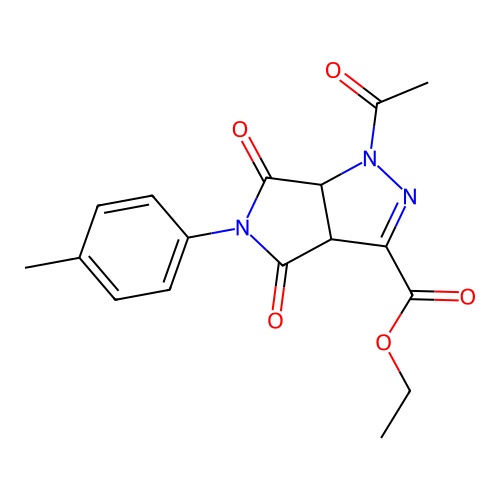 ethyl 1-acetyl-4,6-dioxo-5-(p-tolyl)-1,3a,4,5,6,6a-hexahydropyrrolo[3,4-c]pyrazole-3-carboxylate structure