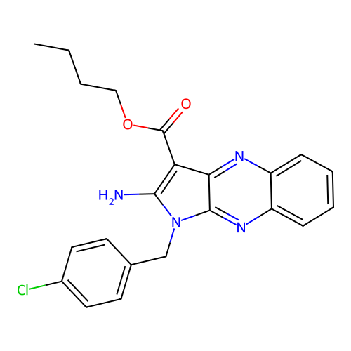 butyl 2-amino-1-(4-chlorobenzyl)-1H-pyrrolo[2,3-b]quinoxaline-3-carboxylate structure