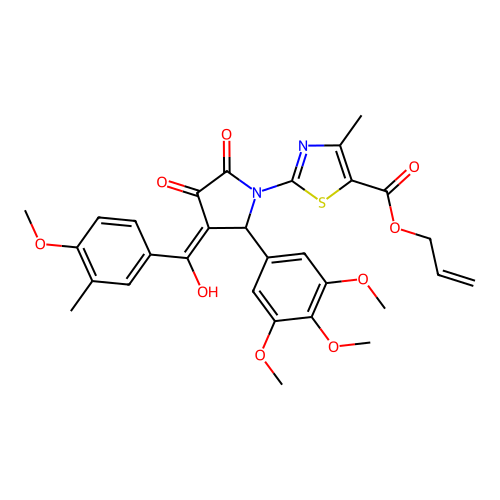 allyl 2-(3-hydroxy-4-(4-methoxy-3-methylbenzoyl)-2-oxo-5-(3,4,5-trimethoxyphenyl)-2,5-dihydro-1H-pyrrol-1-yl)-4-methylthiazole-5-carboxylate structure