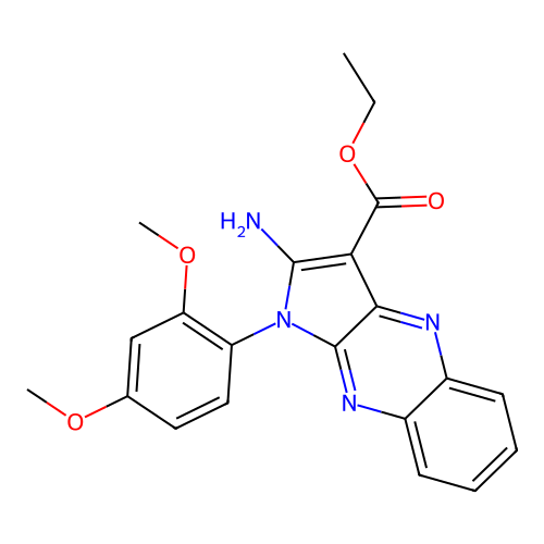 ethyl 2-amino-1-(2,4-dimethoxyphenyl)-1H-pyrrolo[2,3-b]quinoxaline-3-carboxylate structure