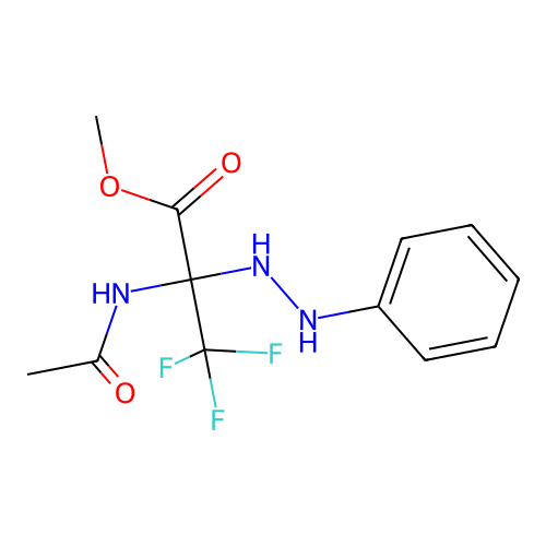 methyl 2-acetamido-3,3,3-trifluoro-2-(2-phenylhydrazinyl)propanoate structure
