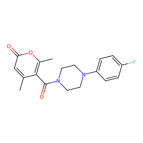5-[4-(4-Fluoro-phenyl)-piperazine-1-carbonyl]-4,6-dimethyl-pyran-2-one structure