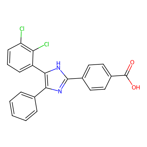 4-[5-(2,3-dichlorophenyl)-4-phenyl-1H-imidazol-2-yl]benzoic acid structure