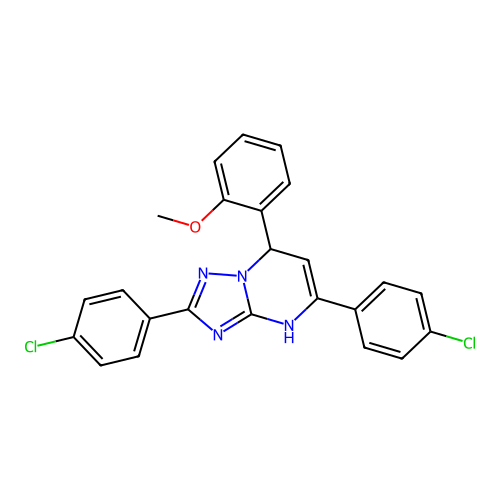 2,5-bis(4-chlorophenyl)-7-(2-methoxyphenyl)-1,7-dihydro-[1,2,4]triazolo[1,5-a]pyrimidine structure