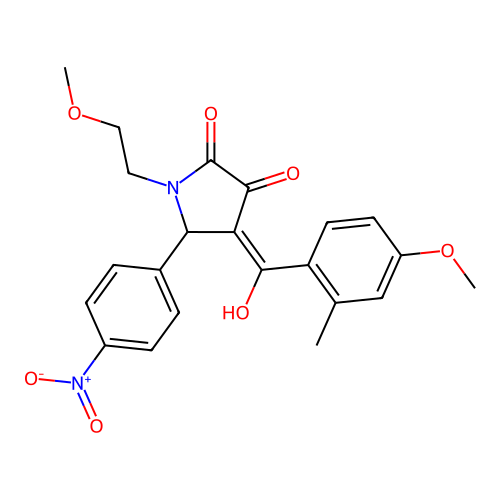(4E)-4-[hydroxy(4-methoxy-2-methylphenyl)methylidene]-1-(2-methoxyethyl)-5-(4-nitrophenyl)pyrrolidine-2,3-dione structure