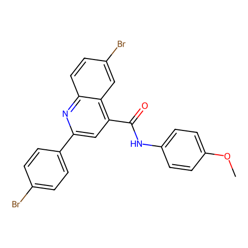 6-bromo-2-(4-bromophenyl)-N-(4-methoxyphenyl)quinoline-4-carboxamide structure