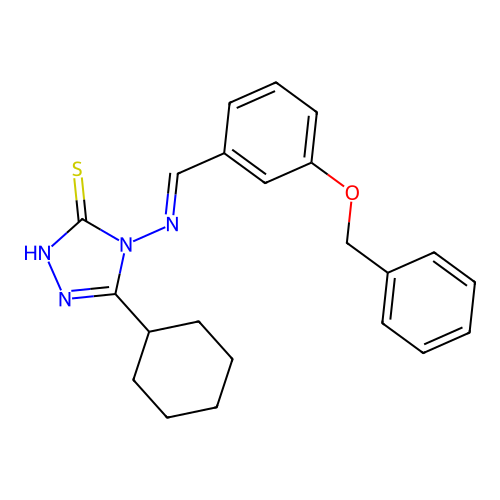 4-{[3-(benzyloxy)benzylidene]amino}-5-cyclohexyl-4H-1,2,4-triazole-3-thiol structure
