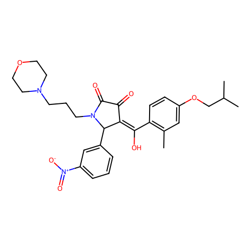 (4E)-4-[hydroxy-[2-methyl-4-(2-methylpropoxy)phenyl]methylidene]-1-(3-morpholin-4-ylpropyl)-5-(3-nitrophenyl)pyrrolidine-2,3-dione structure