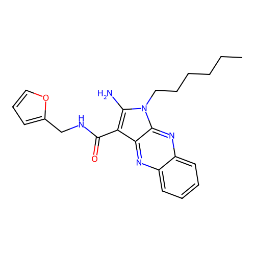 2-amino-N-(furan-2-ylmethyl)-1-hexyl-1H-pyrrolo[2,3-b]quinoxaline-3-carboxamide structure