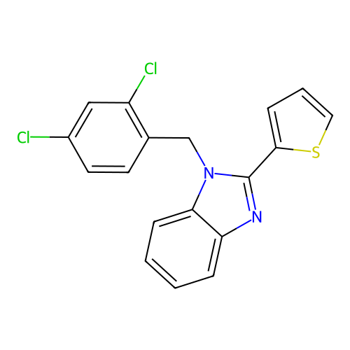 1-(2,4-dichlorobenzyl)-2-(thiophen-2-yl)-1H-benzimidazole structure