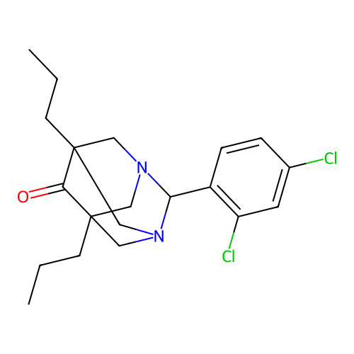2-(2,4-Dichlorophenyl)-5,7-dipropyl-1,3-diazatricyclo[3.3.1.1~3,7~]decan-6-one structure