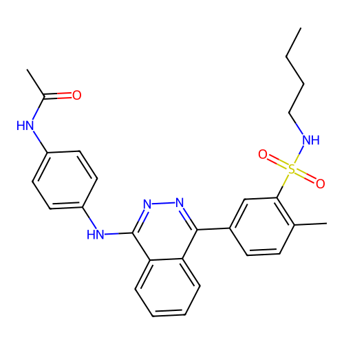N-[4-({4-[3-(butylsulfamoyl)-4-methylphenyl]phthalazin-1-yl}amino)phenyl]acetamide structure