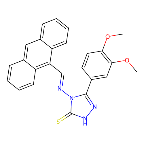 (E)-4-((anthracen-9-ylmethylene)amino)-5-(3,4-dimethoxyphenyl)-4H-1,2,4-triazole-3-thiol structure