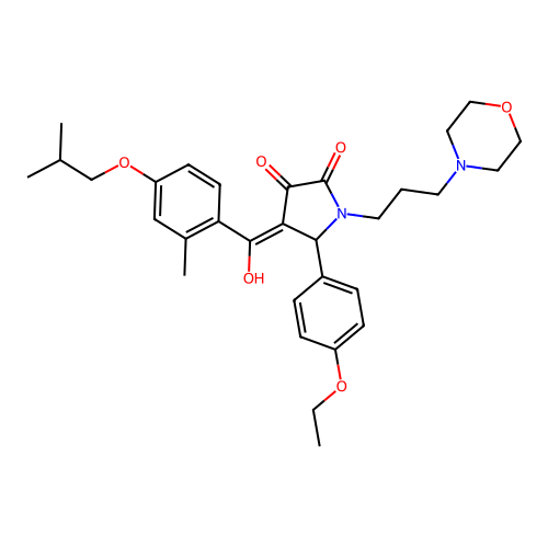 (4E)-5-(4-ethoxyphenyl)-4-[hydroxy-[2-methyl-4-(2-methylpropoxy)phenyl]methylidene]-1-(3-morpholin-4-ylpropyl)pyrrolidine-2,3-dione structure