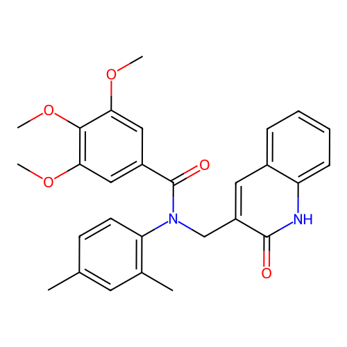 N-(2,4-dimethylphenyl)-3,4,5-trimethoxy-N-[(2-oxo-1H-quinolin-3-yl)methyl]benzamide structure