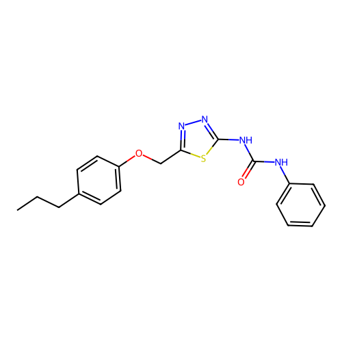 1-Phenyl-3-(5-((4-propylphenoxy)methyl)-1,3,4-thiadiazol-2-yl)urea structure
