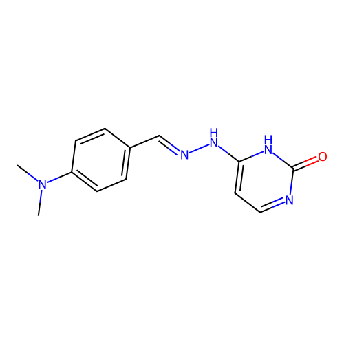(E)-4-(2-(4-(dimethylamino)benzylidene)hydrazinyl)pyrimidin-2(1H)-one structure