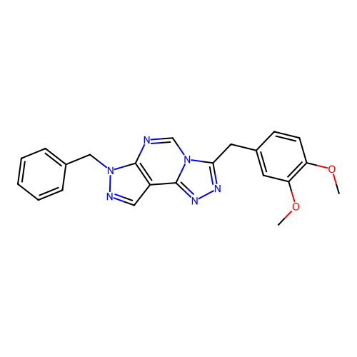 7-benzyl-3-(3,4-dimethoxybenzyl)-7H-pyrazolo[4,3-e][1,2,4]triazolo[4,3-c]pyrimidine structure