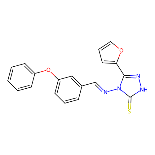 3-(furan-2-yl)-4-[(E)-(3-phenoxyphenyl)methylideneamino]-1H-1,2,4-triazole-5-thione structure