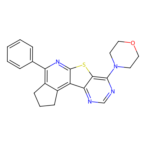 4-(4-phenyl-2,3-dihydro-1H-cyclopenta[4',5']pyrido[3',2':4,5]thieno[3,2-d]pyrimidin-7-yl)morpholine structure