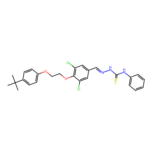(2E)-2-{4-[2-(4-tert-butylphenoxy)ethoxy]-3,5-dichlorobenzylidene}-N-phenylhydrazinecarbothioamide structure