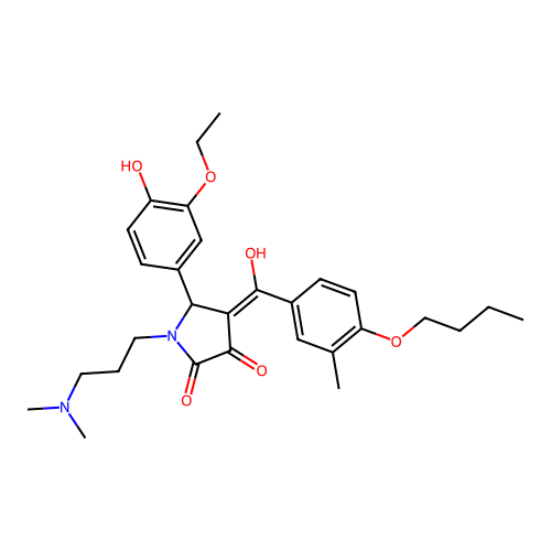 (4E)-4-[(4-butoxy-3-methylphenyl)-hydroxymethylidene]-1-[3-(dimethylamino)propyl]-5-(3-ethoxy-4-hydroxyphenyl)pyrrolidine-2,3-dione structure