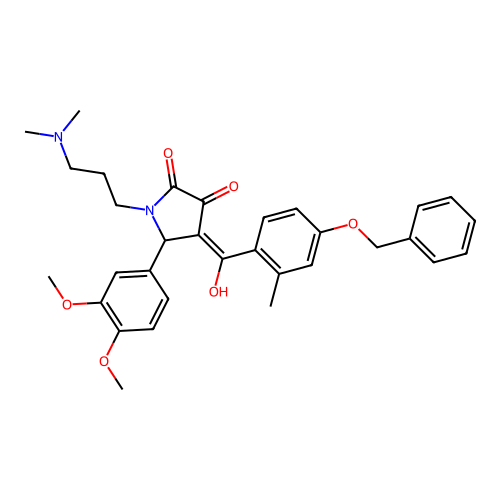 (4E)-5-(3,4-dimethoxyphenyl)-1-[3-(dimethylamino)propyl]-4-[hydroxy-(2-methyl-4-phenylmethoxyphenyl)methylidene]pyrrolidine-2,3-dione structure