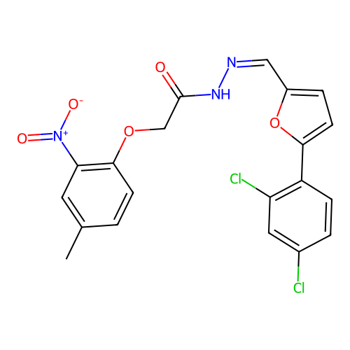 (Z)-N'-((5-(2,4-dichlorophenyl)furan-2-yl)methylene)-2-(4-methyl-2-nitrophenoxy)acetohydrazide structure