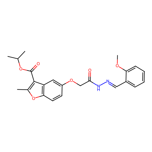 (E)-isopropyl 5-(2-(2-(2-methoxybenzylidene)hydrazinyl)-2-oxoethoxy)-2-methylbenzofuran-3-carboxylate structure