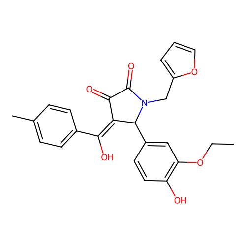 (4E)-5-(3-ethoxy-4-hydroxyphenyl)-1-(furan-2-ylmethyl)-4-[hydroxy(4-methylphenyl)methylidene]pyrrolidine-2,3-dione structure