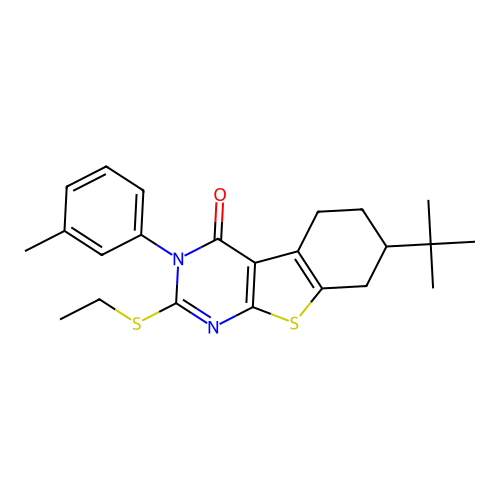7-(tert-butyl)-2-(ethylthio)-3-(m-tolyl)-5,6,7,8-tetrahydrobenzo[4,5]thieno[2,3-d]pyrimidin-4(3H)-one structure