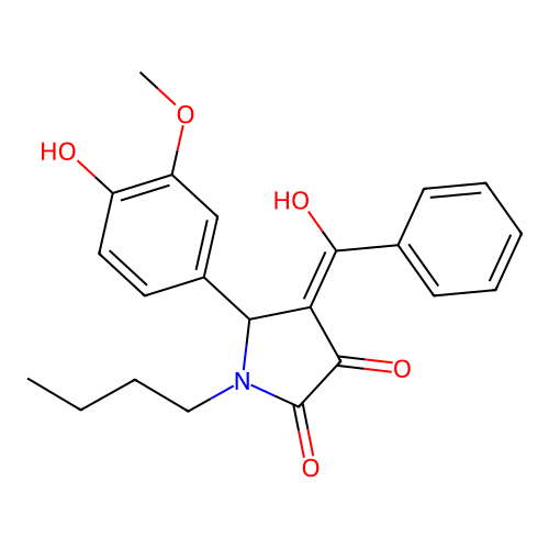 (4E)-1-butyl-5-(4-hydroxy-3-methoxyphenyl)-4-[hydroxy(phenyl)methylidene]pyrrolidine-2,3-dione structure