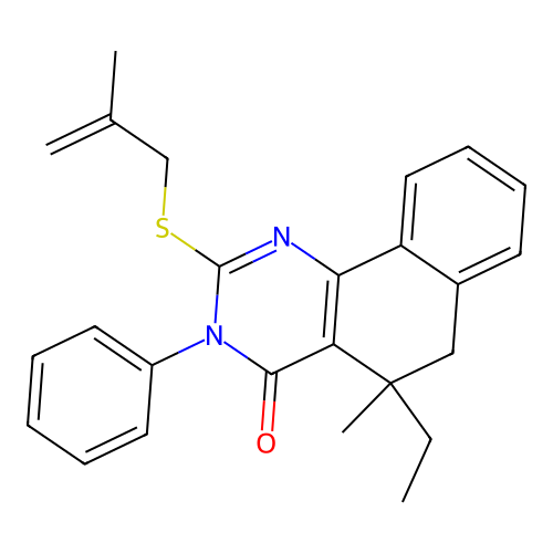 5-ethyl-5-methyl-2-((2-methylallyl)thio)-3-phenyl-5,6-dihydrobenzo[h]quinazolin-4(3H)-one structure