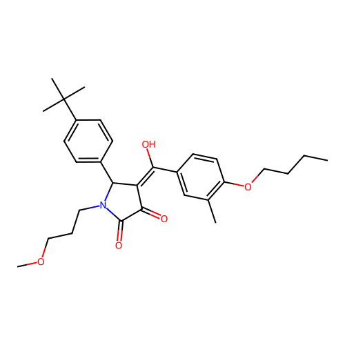 (4E)-4-[(4-butoxy-3-methylphenyl)-hydroxymethylidene]-5-(4-tert-butylphenyl)-1-(3-methoxypropyl)pyrrolidine-2,3-dione structure