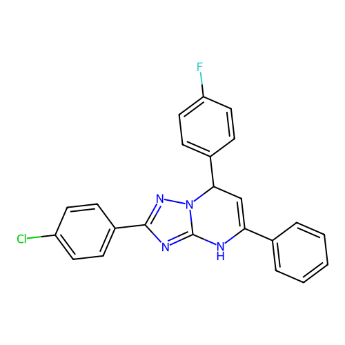 2-(4-chlorophenyl)-7-(4-fluorophenyl)-5-phenyl-1,7-dihydro-[1,2,4]triazolo[1,5-a]pyrimidine structure