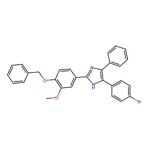 2-(4-(benzyloxy)-3-methoxyphenyl)-5-(4-bromophenyl)-4-phenyl-1H-imidazole structure