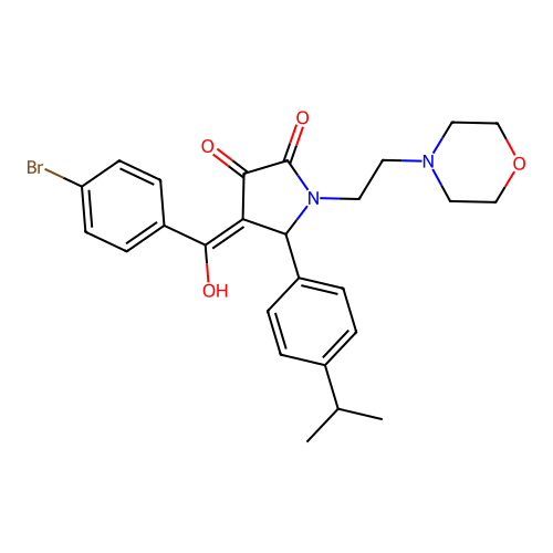 (4E)-4-[(4-bromophenyl)-hydroxymethylidene]-1-(2-morpholin-4-ylethyl)-5-(4-propan-2-ylphenyl)pyrrolidine-2,3-dione structure
