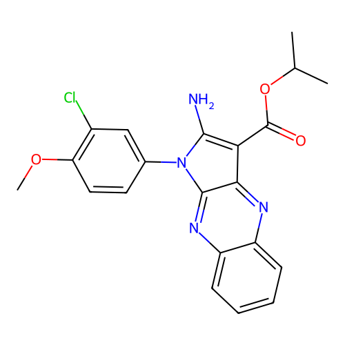 isopropyl 2-amino-1-(3-chloro-4-methoxyphenyl)-1H-pyrrolo[2,3-b]quinoxaline-3-carboxylate structure