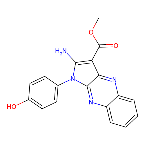 methyl 2-amino-1-(4-hydroxyphenyl)-1H-pyrrolo[2,3-b]quinoxaline-3-carboxylate structure