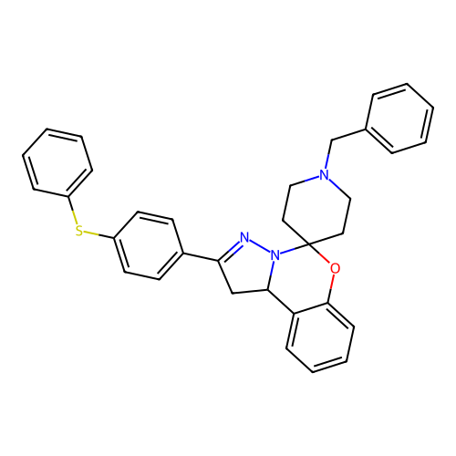 1'-benzyl-2-(4-(phenylthio)phenyl)-1,10b-dihydrospiro[benzo[e]pyrazolo[1,5-c][1,3]oxazine-5,4'-piperidine] structure