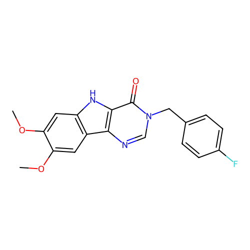 3-(4-fluorobenzyl)-7,8-dimethoxy-3,5-dihydro-4H-pyrimido[5,4-b]indol-4-one structure