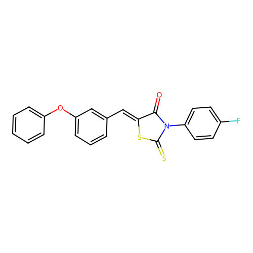 (5Z)-3-(4-fluorophenyl)-5-(3-phenoxybenzylidene)-2-thioxo-1,3-thiazolidin-4-one structure