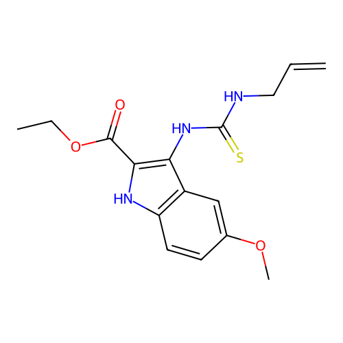 ethyl 5-methoxy-3-[(prop-2-en-1-ylcarbamothioyl)amino]-1H-indole-2-carboxylate structure