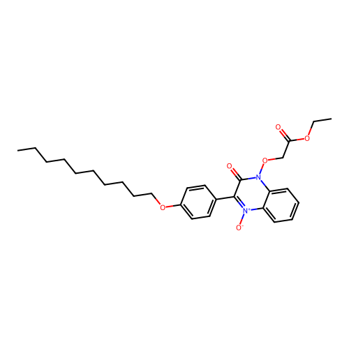 ethyl ({3-[4-(decyloxy)phenyl]-4-oxido-2-oxoquinoxalin-1(2H)-yl}oxy)acetate structure