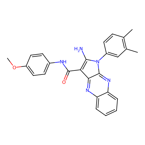2-amino-1-(3,4-dimethylphenyl)-N-(4-methoxyphenyl)-1H-pyrrolo[2,3-b]quinoxaline-3-carboxamide structure